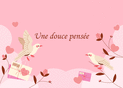 Oiseaux d'amour et douce pensée fleurie
